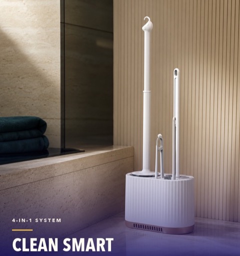 Multica bathroom cleaning tool beside a basin