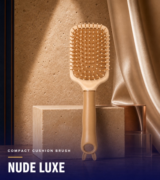 Nude Luxe Multica hair brushes on a cream set