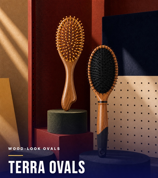 Terra oval hair brushes in earthy colours
